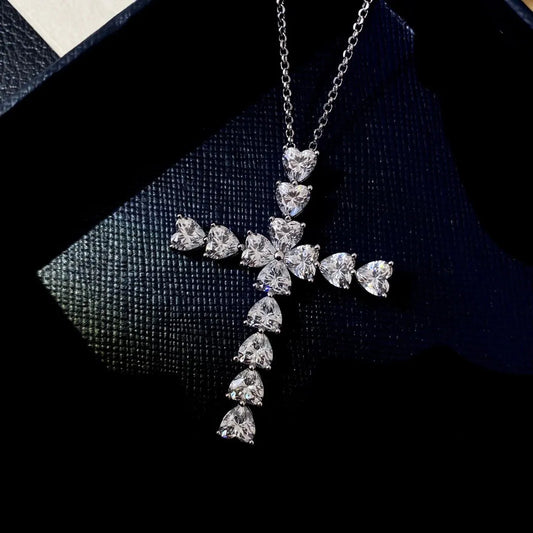 Classic Halo Heart Cut Pendant Necklace For Women In White Gold