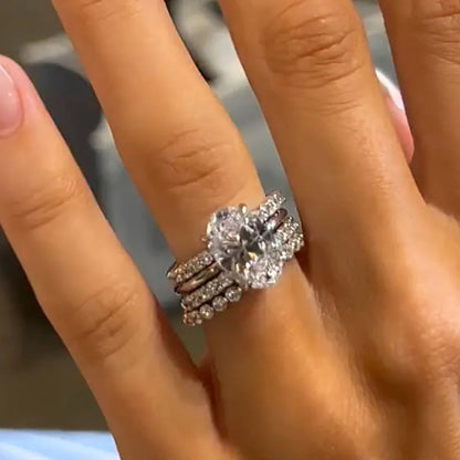 Royal Gleam 4.0 Carat Oval Cut Wedding Set in Sterling Silver