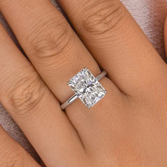 Heirloom Glow 4.5 Carat Radiant Cut Engagement Ring in Sterling Silver
