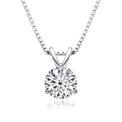 1.0ct Graceful Halo Round Cut Pendant Necklace In White Gold