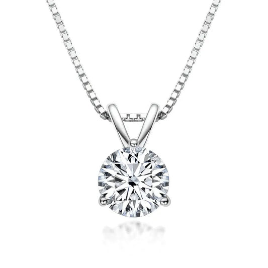1.0ct Graceful Halo Round Cut Pendant Necklace In White Gold