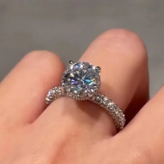 Moonlit Oath 2.0 Carat Round Cut Engagement Ring in Sterling Silver