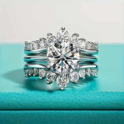 Elegant 3.0ct Round cut 2pc Wedding Ring Set in Sterling Silver