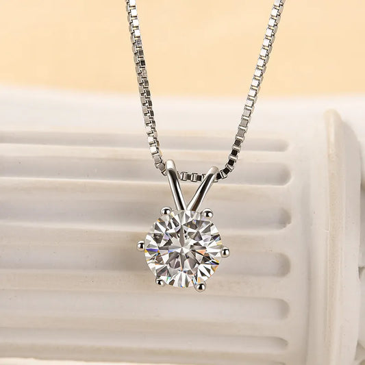 1.0 Ct Radiant Round Cut Pendant Necklace In White Gold
