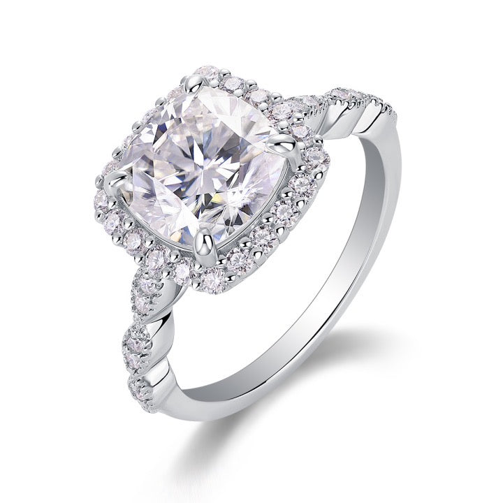 Gorgeous Asscher 3CT Moissanite Solitaire Ring in Sterling Silver 925