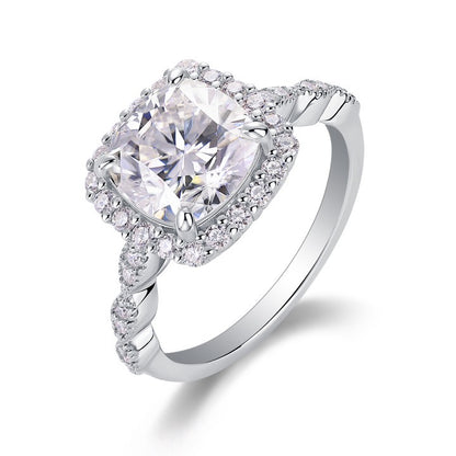 Gorgeous Asscher 3CT Moissanite Solitaire Ring in Sterling Silver 925