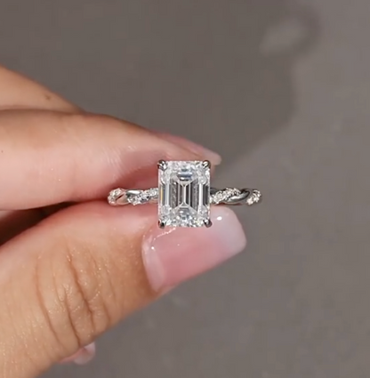 Lightchaser 4CT Radiant-Cut Moissanite Ring in Sterling Silver 925