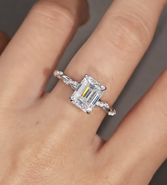 Lightchaser 4CT Radiant-Cut Moissanite Ring in Sterling Silver 925