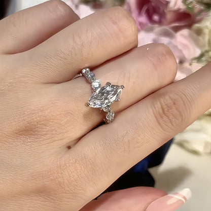 Regal 1.5ct Marquise Cut Engagement Ring for Women in Sterling Silver