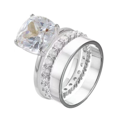 Regal 4.0 Carat Round Cut 3-Piece Wedding Ring Set for Women in Sterling Silver