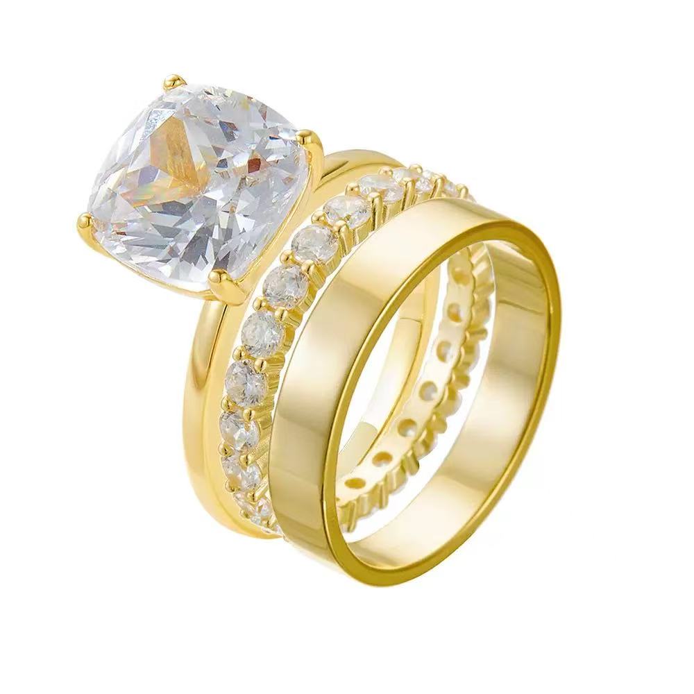 Regal 4.0 Carat Round Cut 3-Piece Wedding Ring Set for Women in Sterling Silver