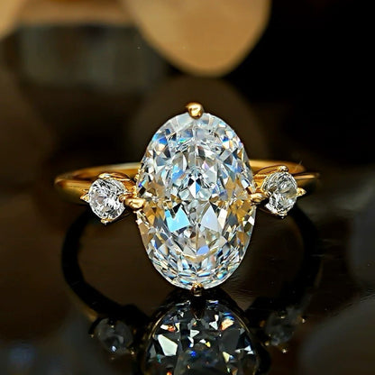 Eternal Glow 3.0 Carat Oval Cut Engagement Ring in Sterling Silver