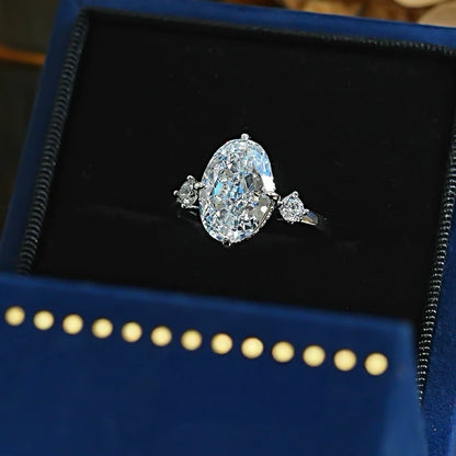 Eternal Glow 3.0 Carat Oval Cut Engagement Ring in Sterling Silver