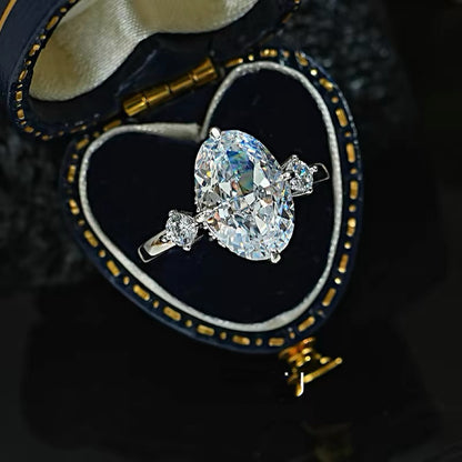 Eternal Glow 3.0 Carat Oval Cut Engagement Ring in Sterling Silver