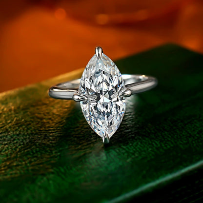 Dual-Tone Drama 3Ct Marquise Cut Simulated Diamond Engagement Ring in Two-Tone Plated Silver