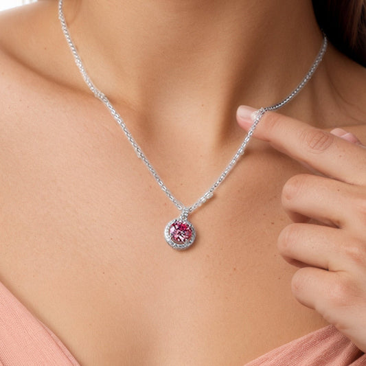 Blush Radiance Sterling Silver 925 Necklace with 1CT Pink Moissanite