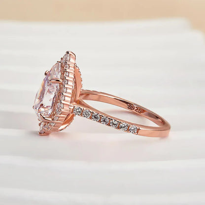 Majestic Bloom 3.0 Carat Pear Cut Engagement Ring in Sterling Silver