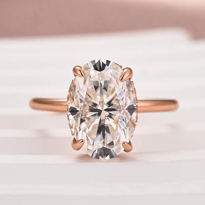 Dazzling Union 4.0ct Oval Cut Engagement Ring for Women in Sterling Silver