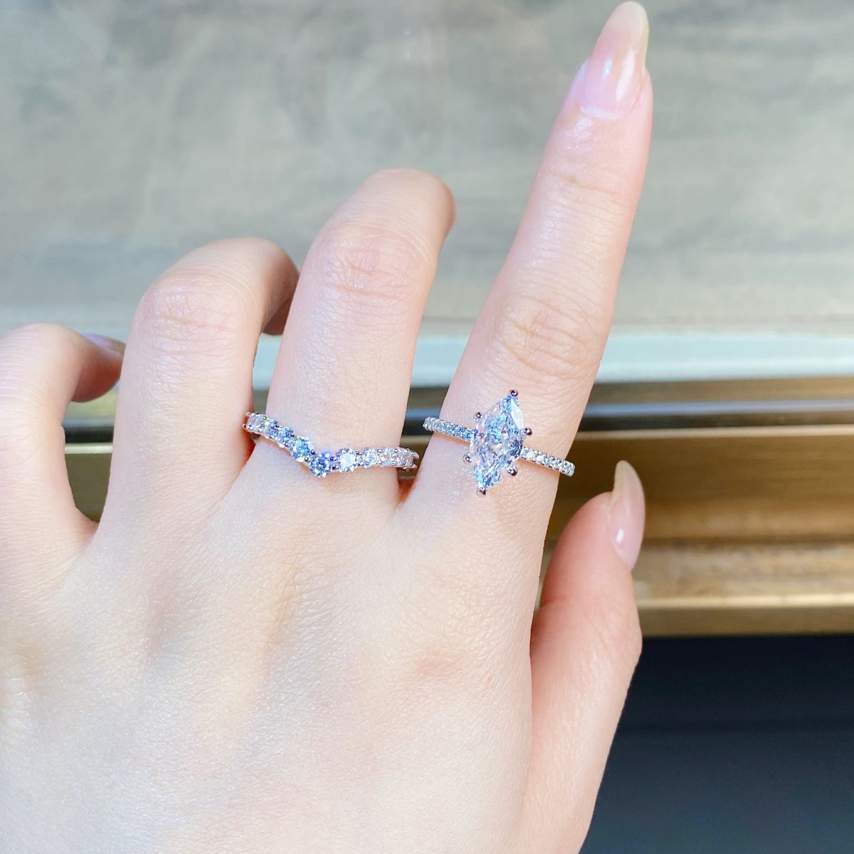 Regal 2.0 Carat Marquise Cut 2pc Wedding Ring Set in Sterling Silver