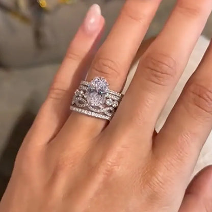 Celestial Charm 4.0ct Oval Cut Wedding Set for Women in Sterling Silver
