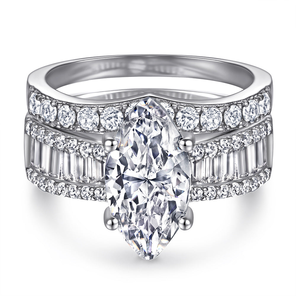 Regal 3.0 Carat Marquise cut 2pc Wedding Ring Set for Women in Sterling Silver