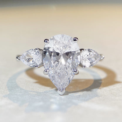 Regal 7.0 Carat Pear Cut Engagement Ring for Women in Sterling Silver