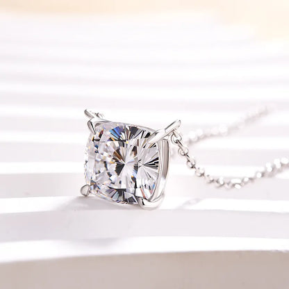 4.0 Ct Minimalist Cushion Cut Pendant Necklace For Women In White Gold