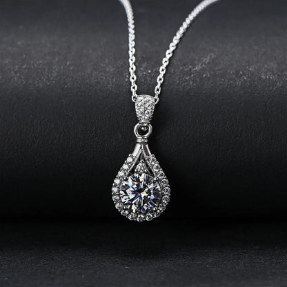 1.0 Ct Polished Round Cut Pendant Necklace For Women In White Gold