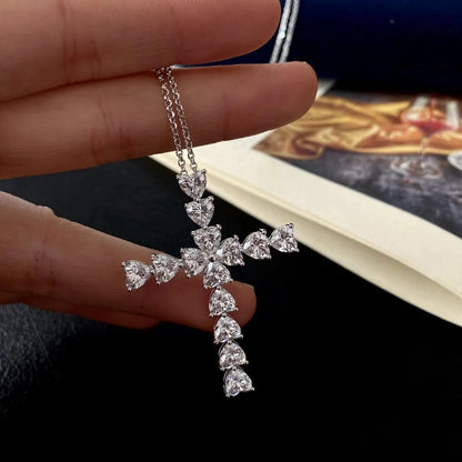 Classic Halo Heart Cut Pendant Necklace For Women In White Gold