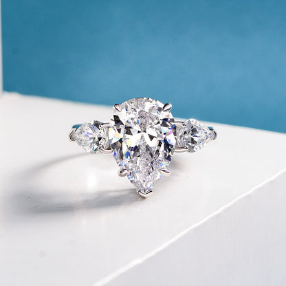 Regal 6.0ct Pear cut Engagement Ring for Women in Sterling Silver