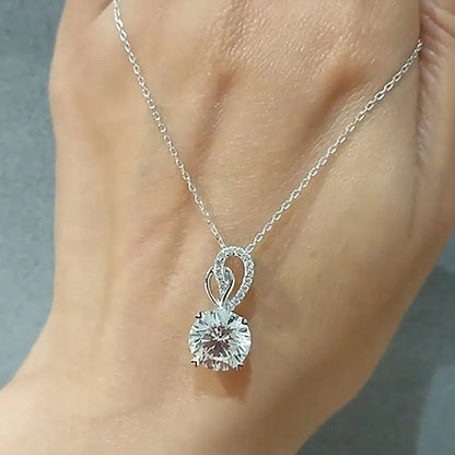 3.0 Ct Statement Round Cut Pendant Necklace For Women In White Gold