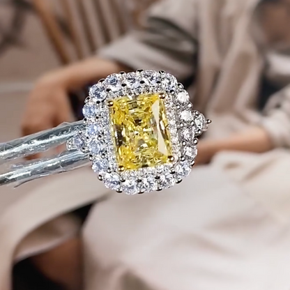 Sophisticated 3.0ct Emerald cut Engagement Ring in Sterling Silver