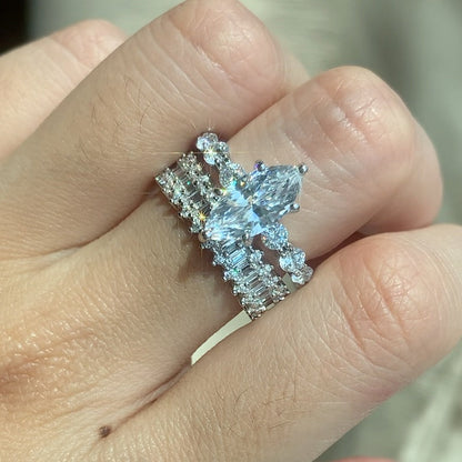 Eternal Bond 1.5ct Marquise Cut Wedding Set for Women in Sterling Silver