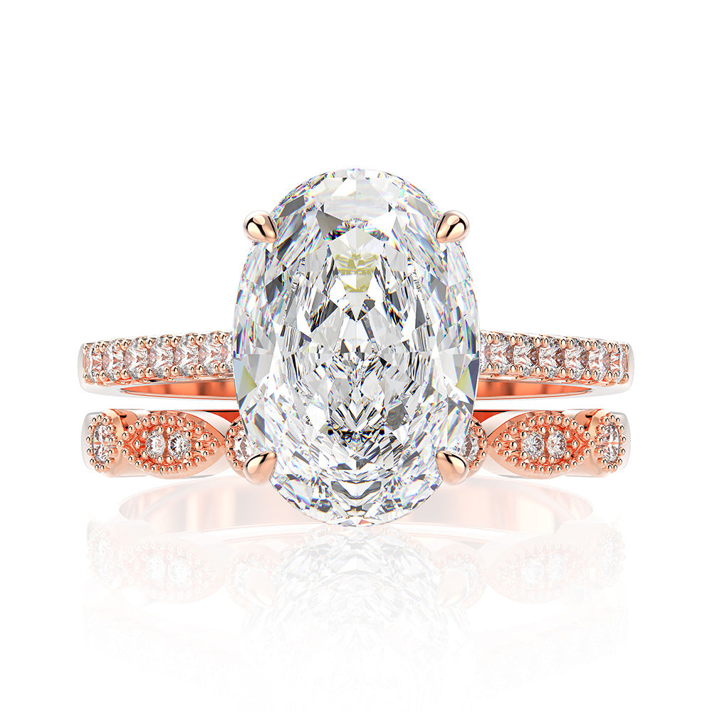 Regal 4.0ct Oval cut 2pc Wedding Ring Set for Women in Sterling Silver