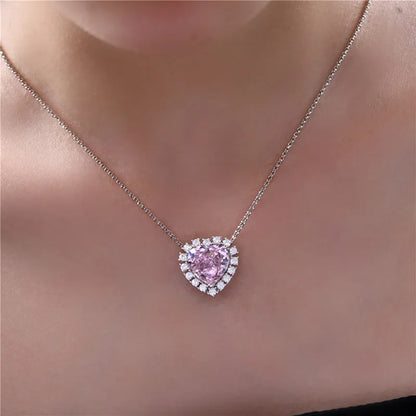 2.0 Ct Refined Heart Cut Pendant Necklace In White Gold