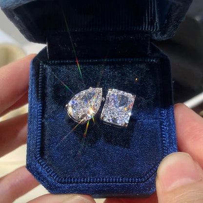 Regal 4.0ct Pear & Radiant Cut Engagement Ring for Women in Sterling Silver