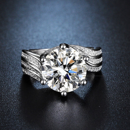 Regal 5.0ct Round cut Engagement Ring for Women in Sterling Silver