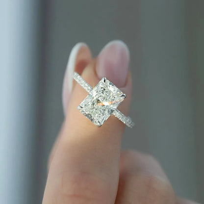 Dazzling Union 3.5ct Radiant Cut Engagement Ring for Women in Sterling Silver