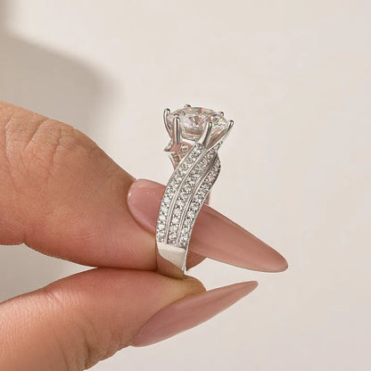 Royal Gleam 3.0 Carat Round Cut Engagement Ring in Sterling Silver
