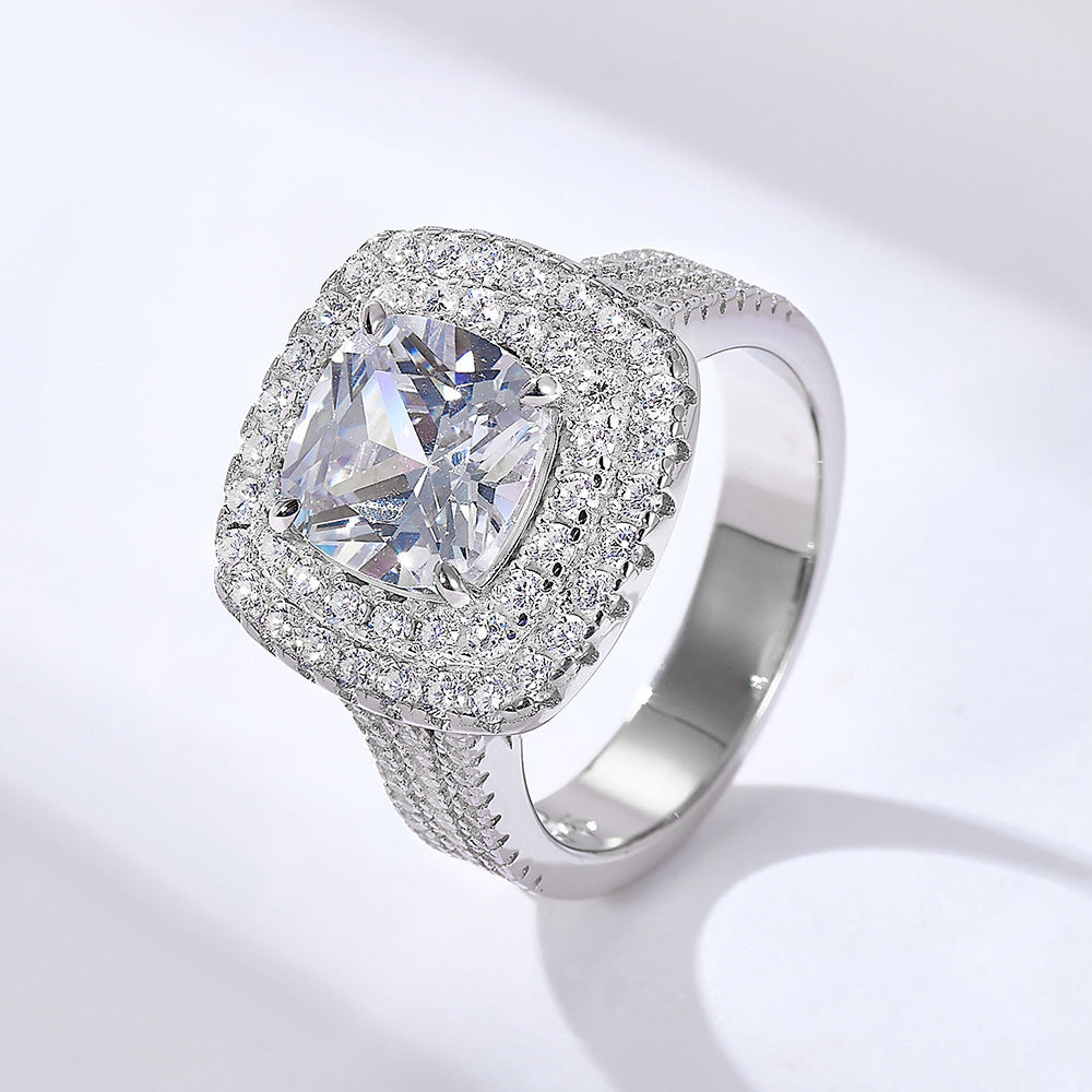 Regal 3.0ct Cushion cut Engagement Ring for Women in Sterling Silver