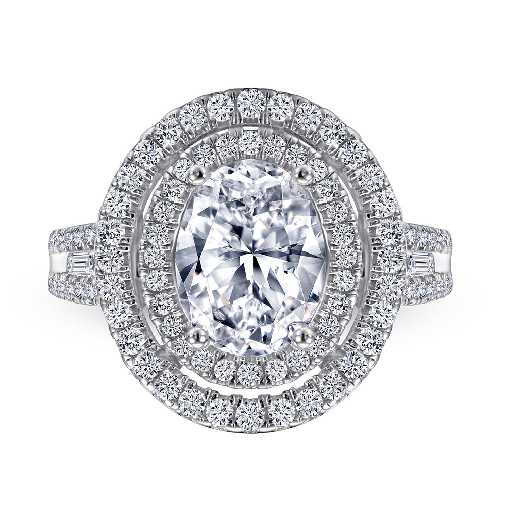 Elegant 2.0ct Oval cut Engagement Ring for Women in Sterling Silver