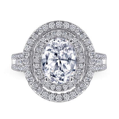 Elegant 2.0ct Oval cut Engagement Ring for Women in Sterling Silver