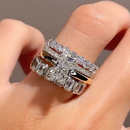 Heirloom Glow 4.5 Carat Radiant Cut Wedding Set in Sterling Silver