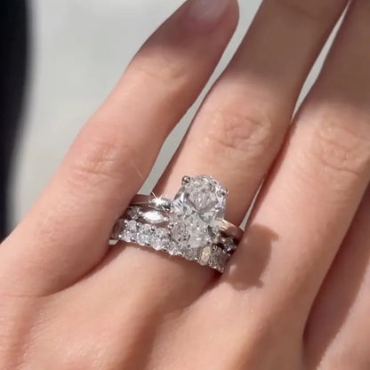 Regal Whisper 5.5 Carat Oval Cut Wedding Set in Sterling Silver