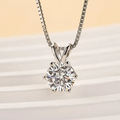 1.0 Ct Radiant Round Cut Pendant Necklace In White Gold