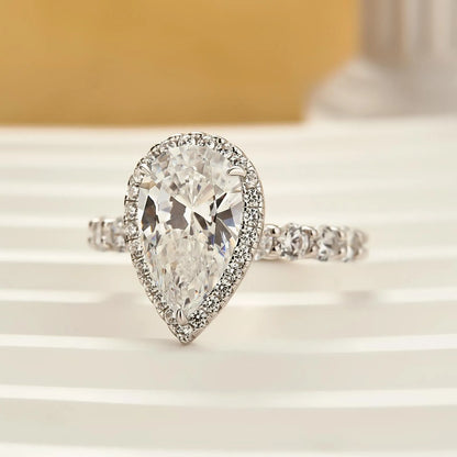 Regal Whisper 3.0 Carat Pear Cut Engagement Ring in Sterling Silver