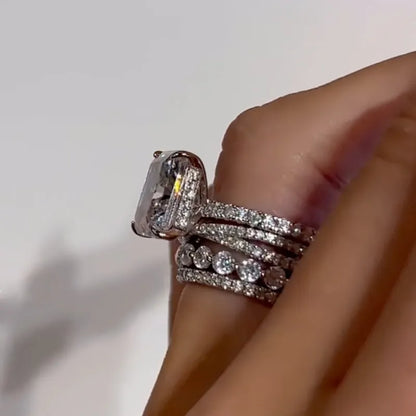 Dazzling Union 4.5ct Radiant Cut Wedding Set for Women in Sterling Silver