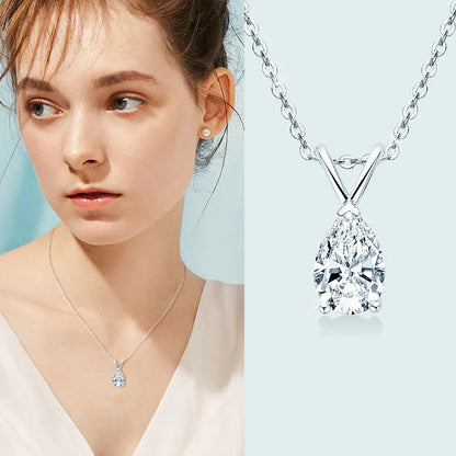 1.5 Ct Radiant Pear Cut Pendant Necklace For Women In White Gold