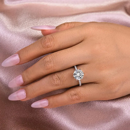 Majestic Bloom 5.0 Carat Round Cut Engagement Ring in Sterling Silver