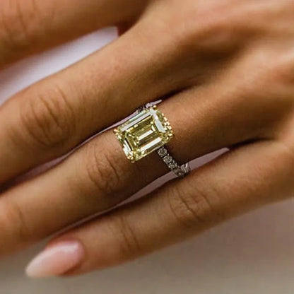 Celestial Charm 3.5ct Emerald Cut Engagement Ring for Women in Sterling Silver